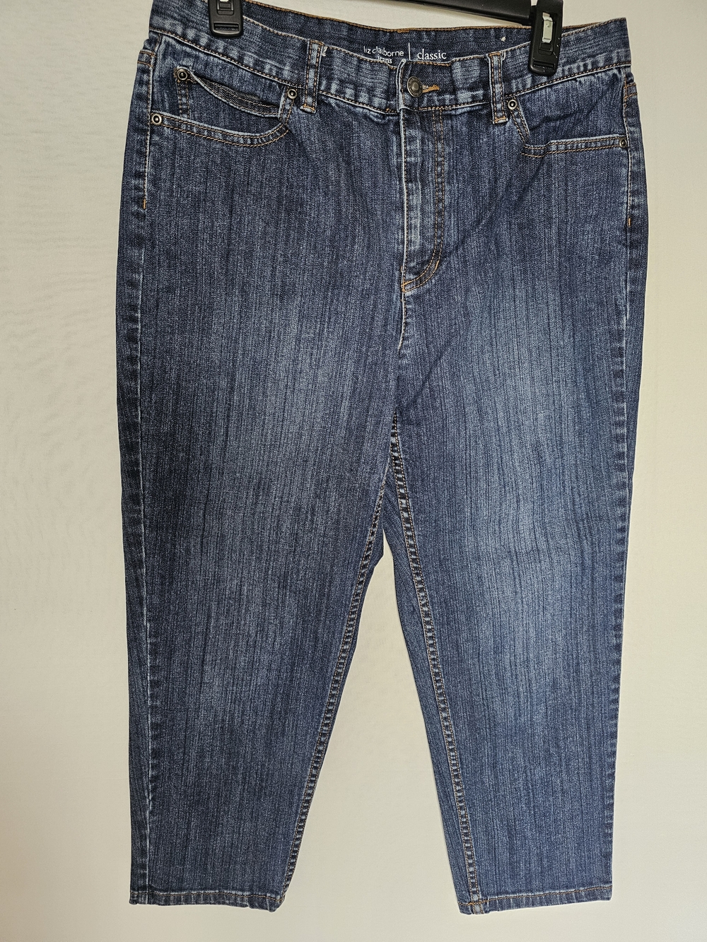 Liz Claiborne Slim Straight Jeans in Dark Blue Wash - Picture 2 of 14
